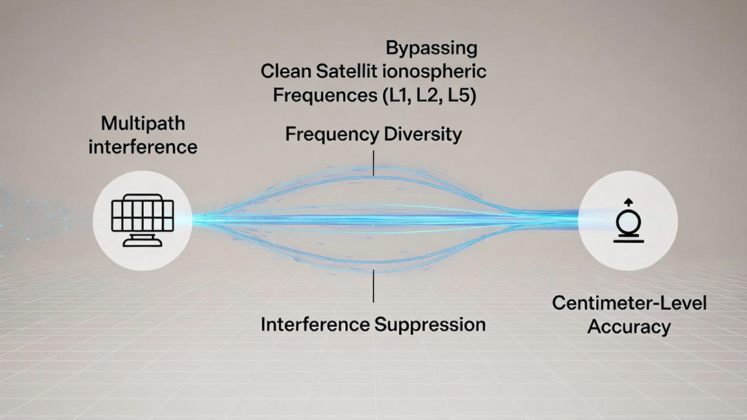 Multi-frequency GNSS benefits: interference mitigation and enhanced positioning precision through signal fusion.